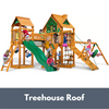 Image of Gorilla Playsets Pioneer Peak Wooden Swing Set with Wood Treehouse Roof