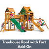 Image of Gorilla Playsets Pioneer Peak Wooden Swing Set with Wood Treehouse Roof with Fort Add-On