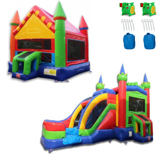 Rainbow Commercial Bounce House Inflatable Package