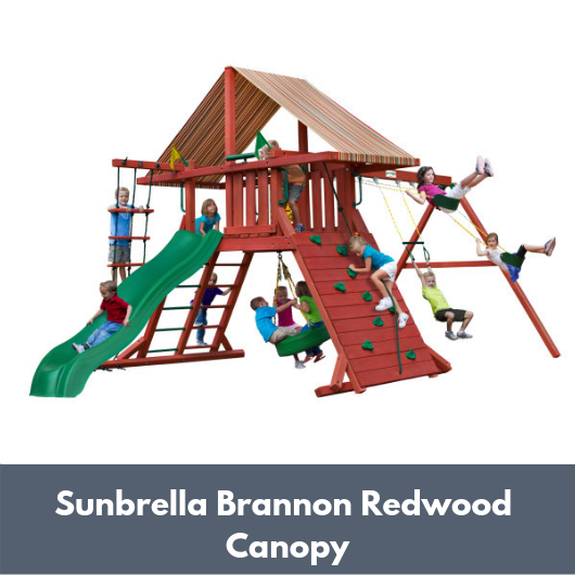 Gorilla Sun Climber Wooden Swing Set with Sunbrella Brannon Redwood Canopy