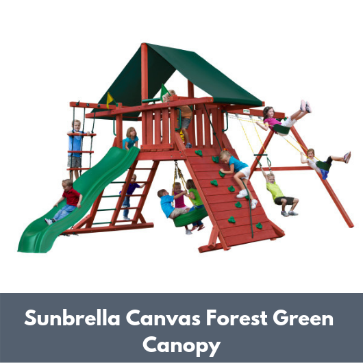 Gorilla Sun Climber Wooden Swing Set with Sunbrella Canvas Forest Green Canopy