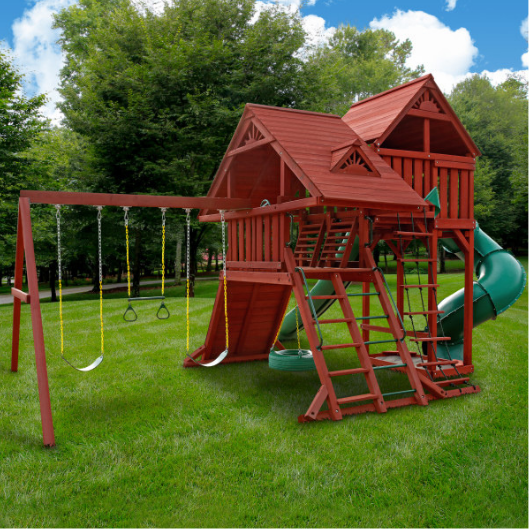 Gorilla Playsets Sun Palace Deluxe Wooden Swing Set Outside