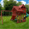 Image of Gorilla Playsets Sun Palace Deluxe Wooden Swing Set Outside