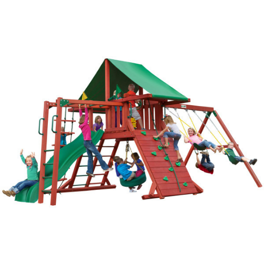 Gorilla Playsets Sun Valley Wooden Swing Set Green Canopy