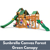 Image of Gorilla Treasure Trove II Wooden Swing Set with Sunbrella Canvas Forest Green Vinyl Canopy