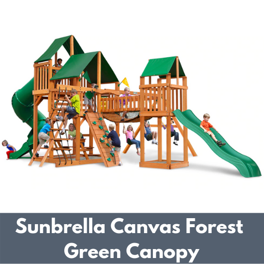 Gorilla Treasure Trove I Wooden Swing Set with Sunbrella Canvas Forest Green Canopy