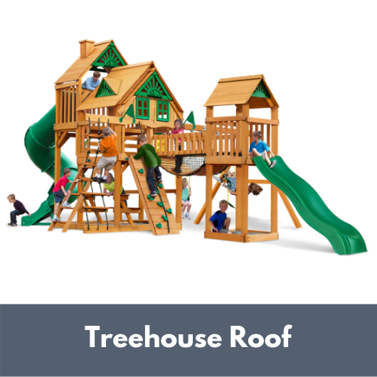 Gorilla Treasure Trove I Wooden Swing Set with Treehouse Roof