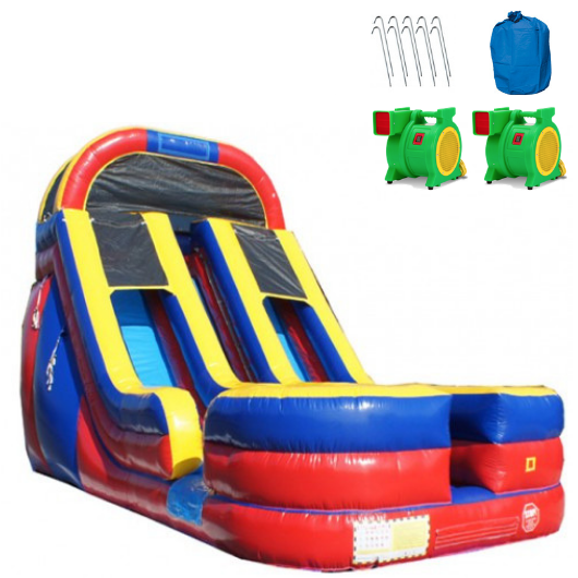 Moonwalk USA Inflatable Slide 18'H Dual Lane Commercial Inflatable Water Slide W-031