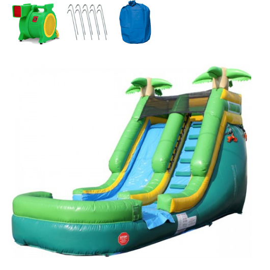 Moonwalk USA Inflatable Slide 13'H Palm Tree Inflatable Slide Wet/Dry W-353
