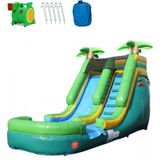 Inflatable Slide - 13'H Palm Tree Inflatable Slide Wet/Dry - The Outdoor Play Store