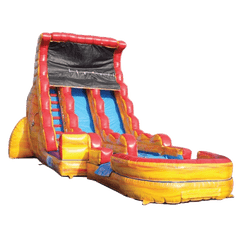 Inflatable Slide - 19'H Dual Lane Inflatable Wet/Dry Slide With Pool - The Bounce House Store