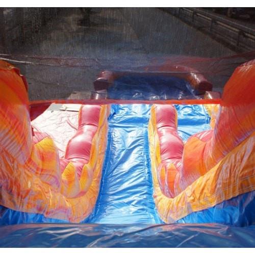 Moonwalk USA Inflatable Slide 19'H Dual Lane Inflatable Wet/Dry Slide With Pool W-356