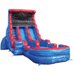 Inflatable Slide - 19'H Tsunami Dual Lane Inflatable Wet/Dry Slide With Pool - The Bounce House Store