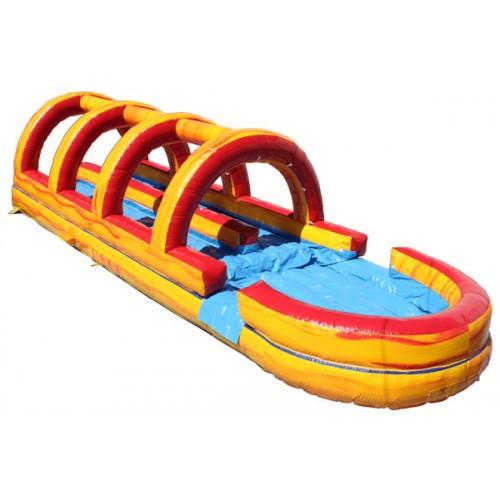 Moonwalk USA Inflatable Slide Dual Lane Volcano Inflatable Slip N Slide with Pool W-667