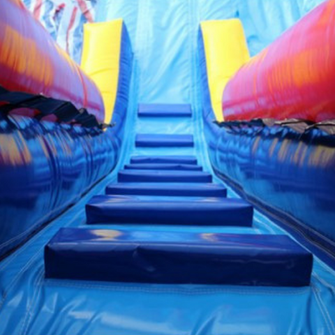 stairs to the slide platform on the water slide