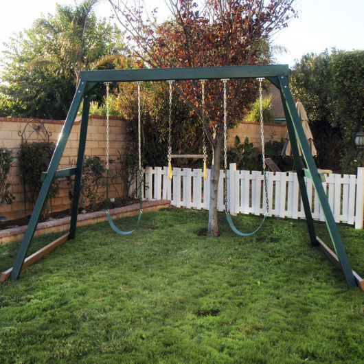 congo swing central 3 position swing set in green color