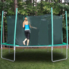 Image of entering the magic circle octagon trampoline with safety enclosure