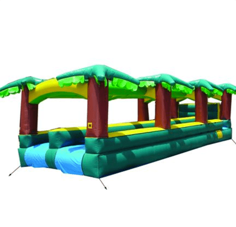 Slip N Slide - 30'L Happy Jump Dual Lane Hawaiian Slip N Slide - The Bounce House Store