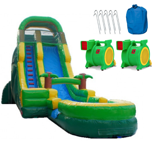 Moonwalk USA Inflatable Slide 22'H Palm Tree Screamer Inflatable Slide Wet/Dry W-321