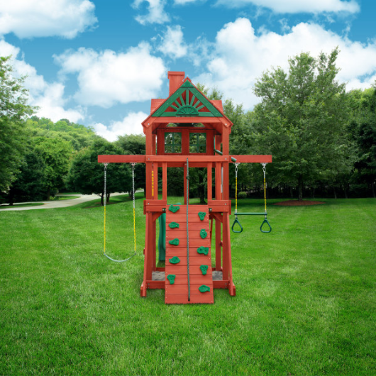 rear view of the gorilla space saver swing set
