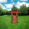 Image of rear view of the gorilla space saver swing set