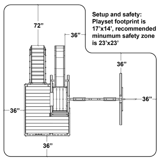 space requirements of the congo swing'n monkey 3 swing set